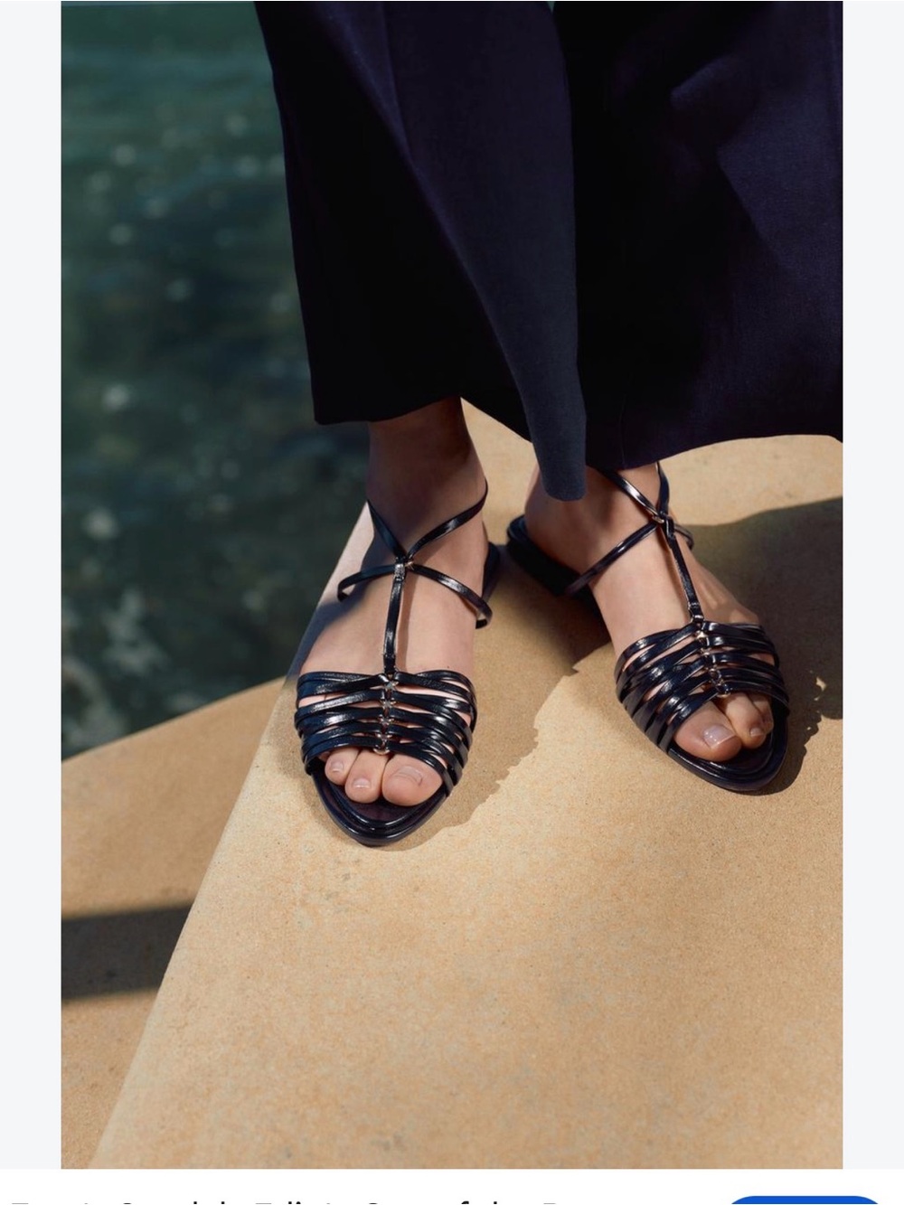 Zara FLAT STRAPPY slider SANDALS black sz 41